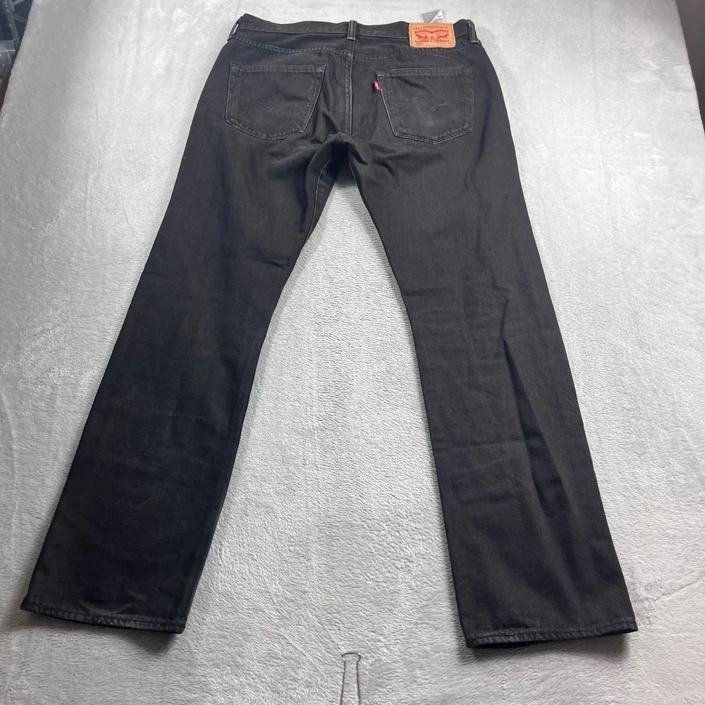 Levis 501 Original Fit Mens Jeans 34x32 Washed Black Cotton Button Fly Straight